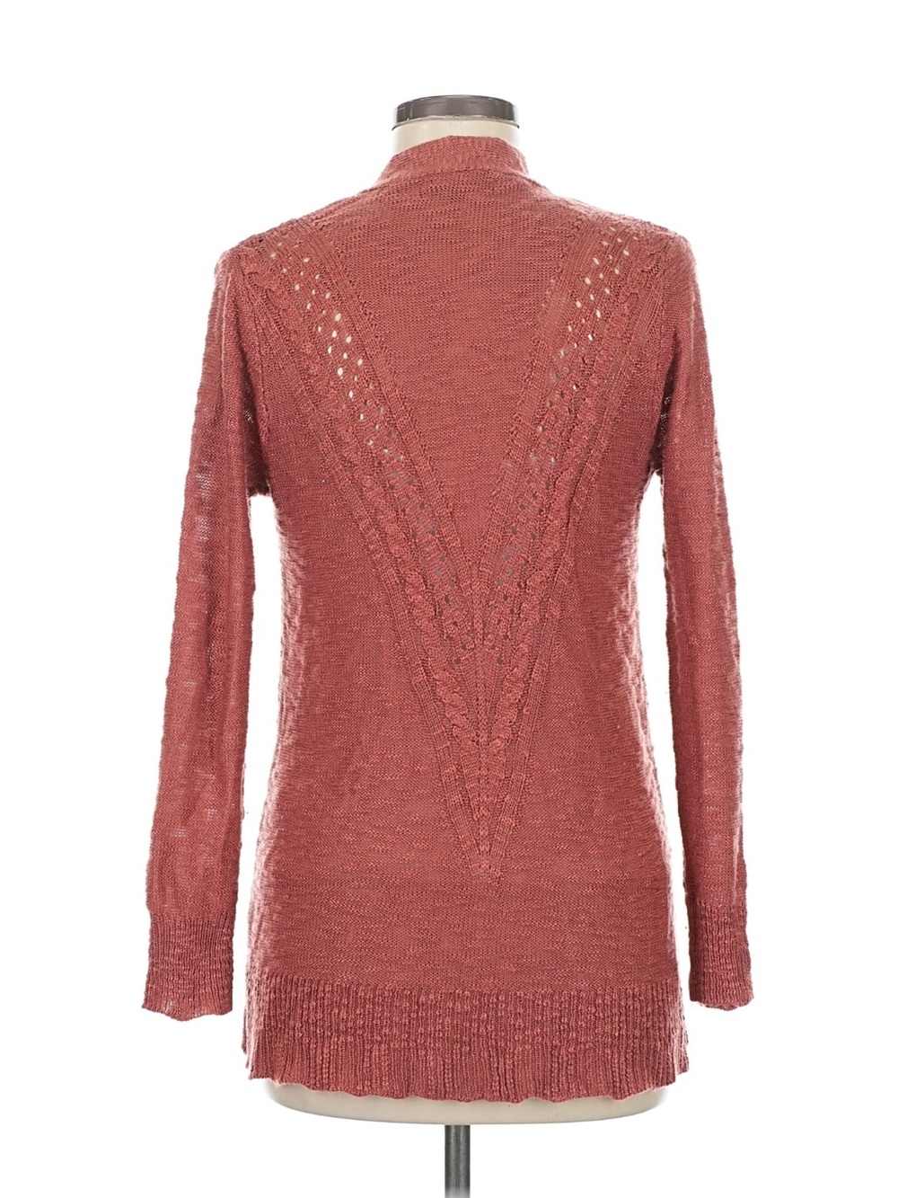 Open-Front Knit Cardigan Sweater in Dusty Rose - Picture 2 of 4